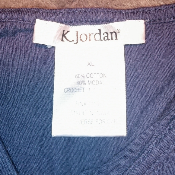 K. Jordan Cotton Modal Long Lacey Adjustable Strappy Cami Top Navy Blue Size XL - Picture 4 of 4